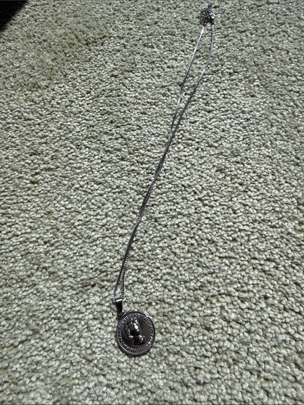 Sterling Silver Princess Diana Coin Pendant Necklace - Silver